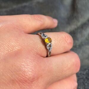 Citrine Ring in 925 Sterling Silver with CZ Accents